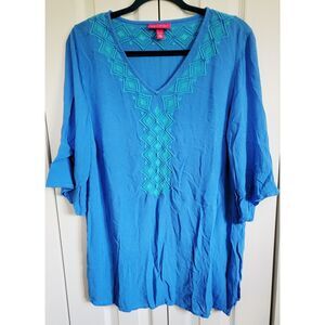 Lilly Pulitzer XL Long Sleeve Tunic Blouse Bluebell Gauze‎ PB Collection V-Neck